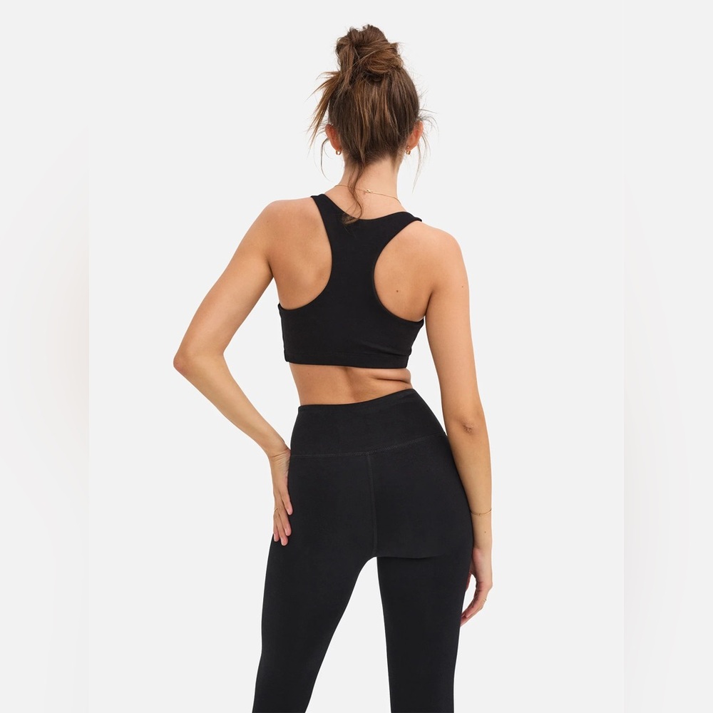 🖤MATE THE LABEL ORGANIC STRETCH SPORTS BRA JET BLACK S M L XL - Picture 2 of 5